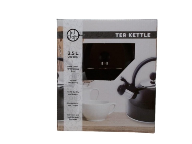 Tea Kettle 2.5L Black 18/8 Stainless Steel Tru Craft