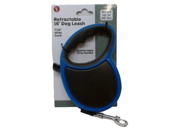 Retractable Dog Leash Blue 7/16 Wide Cord 66lbs. Comfort Grip Handle\