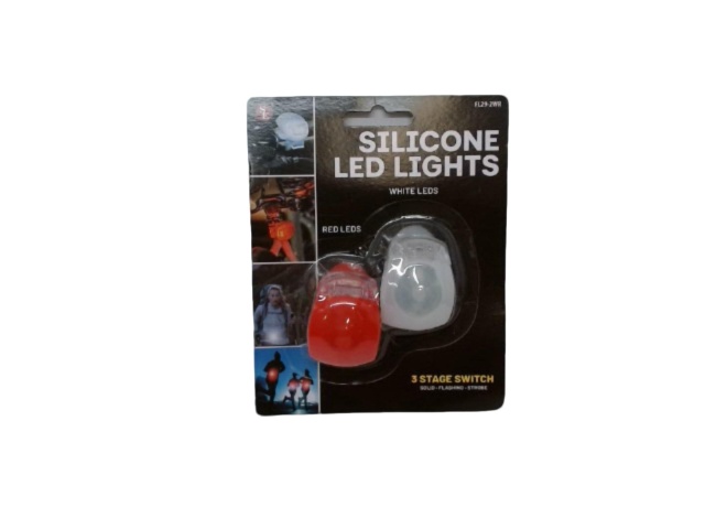 Silicone LED Lights 2pk. White & Red 3 Stage Switch