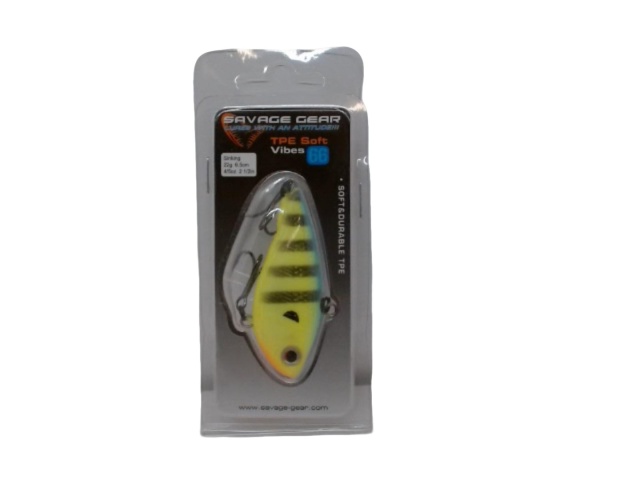 Fishing Lure Savage Gear TPE Soft Vibes 66 Chartreuse Tiger