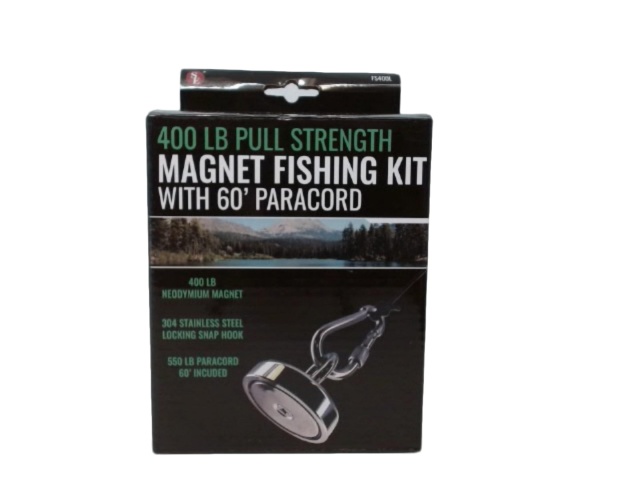 Magnet Fishing Kit 400lb. Pull Strength w/60\' Paracord