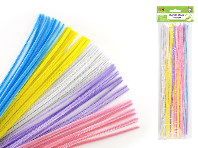 Pipe cleaners 6mmx30cm 40 pack pastel mix