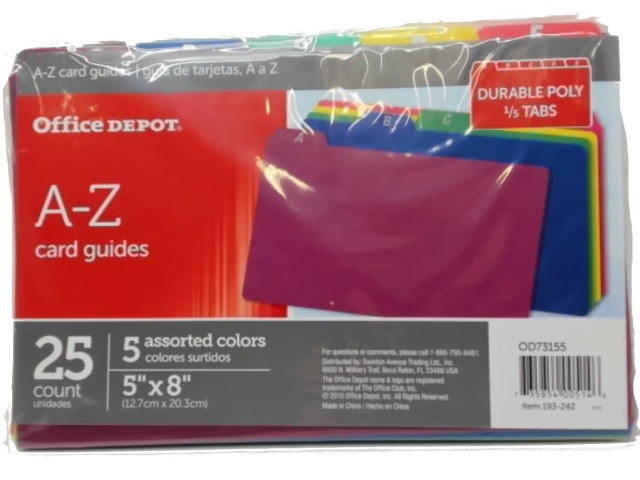 Card Guides A-z 5x8\