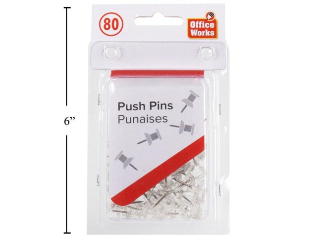 Push Pins clear 80 in a box