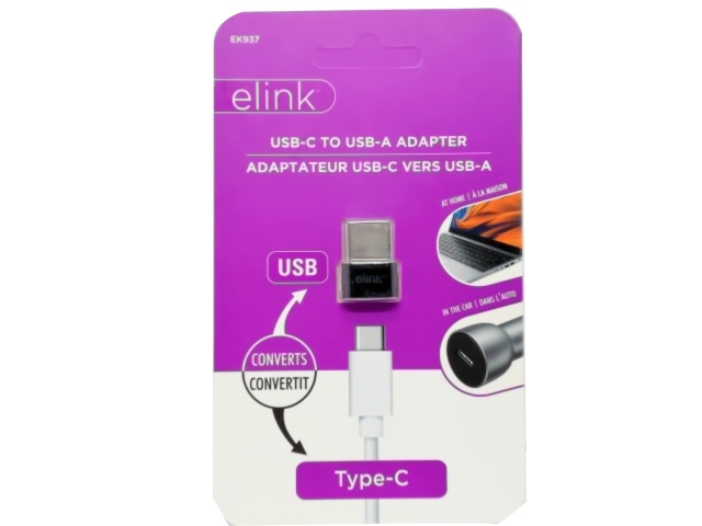 USB-A 3.0 male to Type-C® USB 3.0 female adaptor - elink
