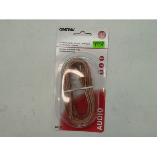 Clear Speaker Wire 22g - 25ft