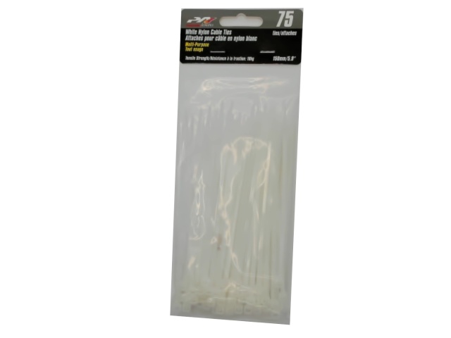 White nylon cable ties 5.9 inch 75 pack 18kg Precision Acoustics