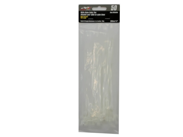 White nylon cable ties 7.8 inch 50 pack 22kg Precision Acoustics