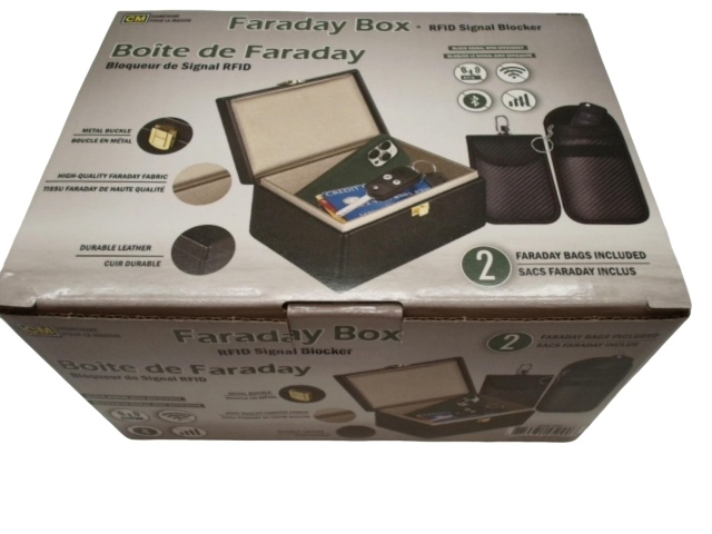 Faraday box and 2 keyfob pouches - RFID signal blocker (endcap)