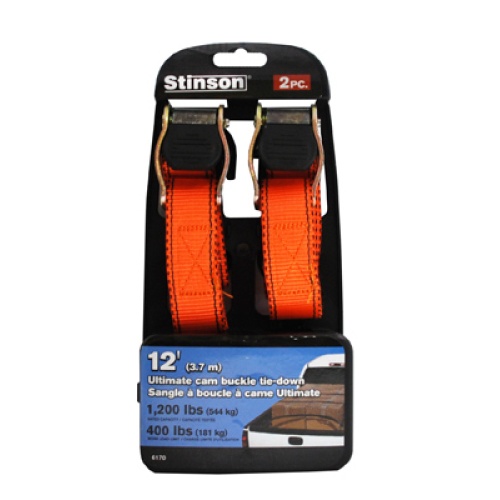 Ratchet tie-down 12 foot 3.7m 1200lb 544kg Stinson 2 pack