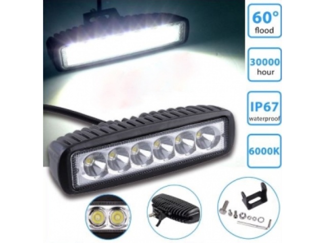 Fog light 18 watt 6 LED x 3 watts each 60 degree beam 12-24 volt DC