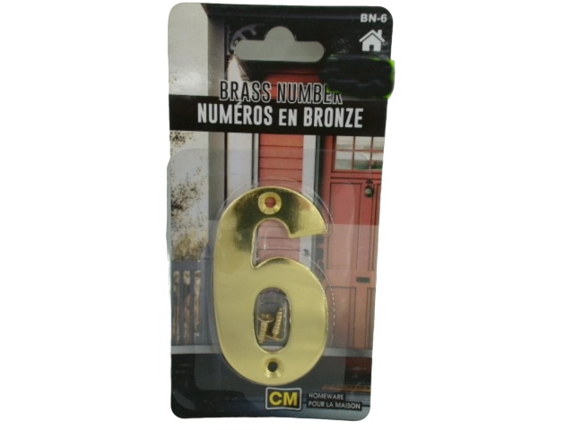 Brass House Number 6 3 inch