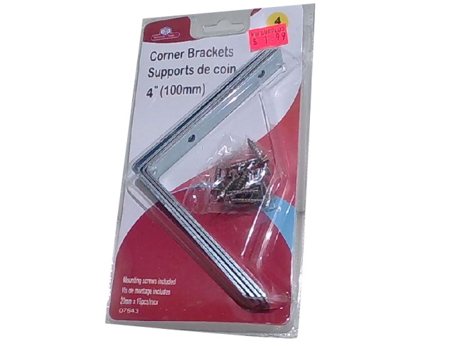 Corner Brackets 4 inch 4pcs. Set w/ screws