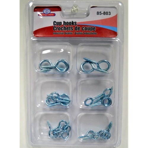 CUP HOOKS SILVER ASSORTED SIZES