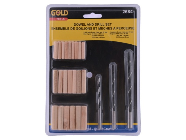 Dowel and Drill bit set 18-6x30mm 14-8x40mm 12-10x40mm
