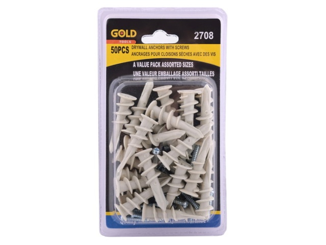 Drywall anchors with screws 50 pc Assorted sizes