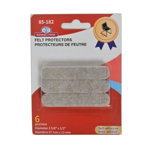 FELT PROTECTORS 6PCS 2-5/8x 1/2 INCH SELF-ADHESIVE