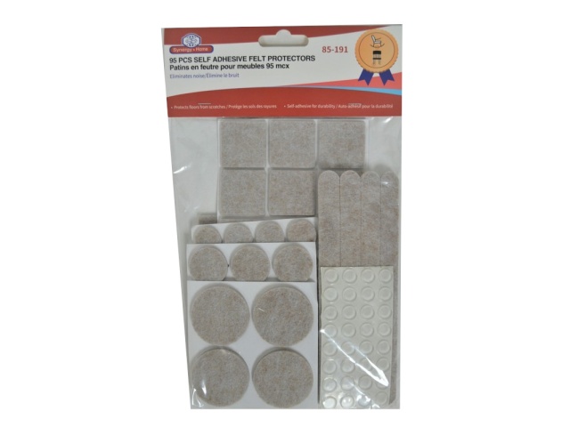 FELT PROTECTORS 95 PCS ASSORTED SIZES SELF ADHESIVE