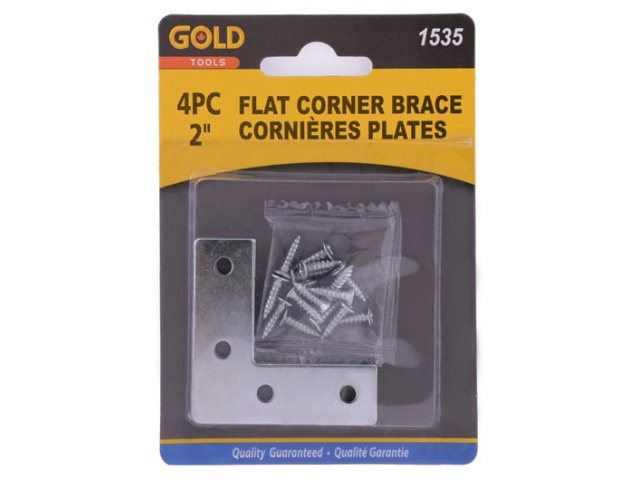 Flat corner brace mending plate 2 inch pack of 4 with screws