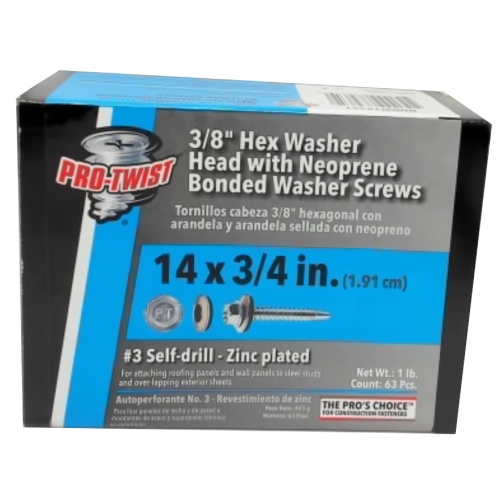 Hex Washer Head 14 X 3/4 63pcs w/Neoprene Bonded Washer Screws