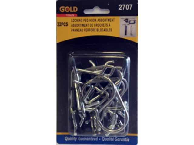 Peg hook assortment 32 pc locking