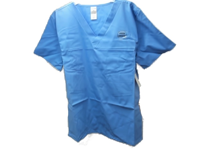 Scrub Top V Neck Blue Assorted Sizes (Each Sold Individually)