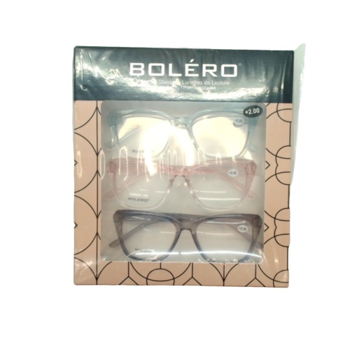 Reading Glasses 3pk. Assorted Bolero - each sold individually