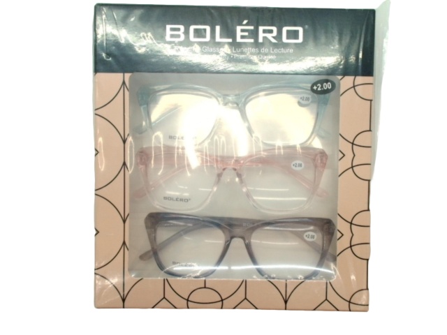 Reading Glasses 3pk. Assorted Bolero - each sold individually
