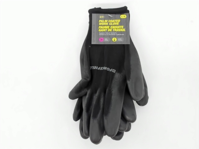 Work Gloves 2pk. Lg Palm Coated Black Forcefield(endcap) (promo)