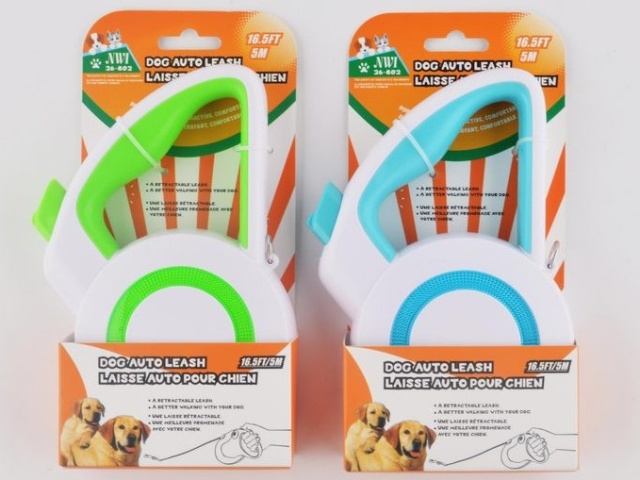DOG AUTOMATIC LEASH 16.5FT2 ASST\'D COLORS