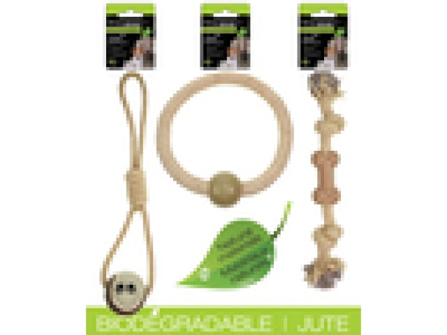 Dog toys made with biodegradable jute - 3 Assorted