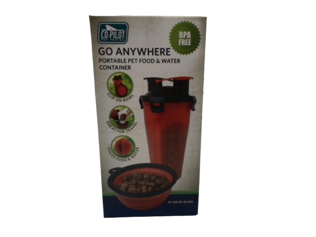 Portable Pet Food & Water Container Red Go Anywhere Co-pilot