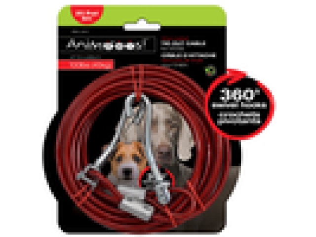 Tie out cable 20 feet vinyl coated steel for dogs up to 100lbs