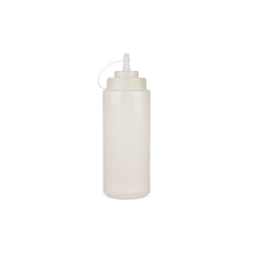 32OZ CLEAR WIDE MOUTH SQUEEZE BOTTLES WITH LID 1/PK x 24/CS
