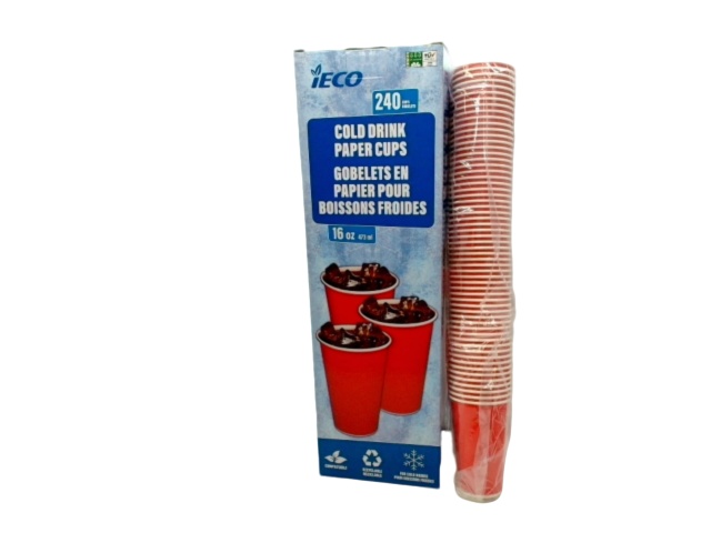 Cold Drink Paper Cups 16oz. 240pk. Ieco (or $5.99/60)