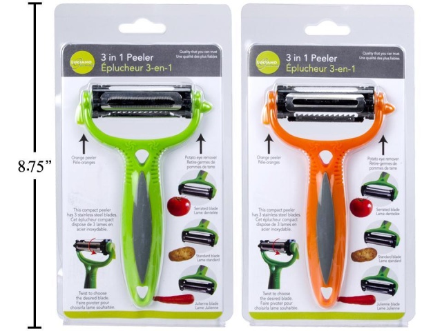 Peeler 3 in 1 serrated/standard/julienne blade with orange peeler and potato eye remover