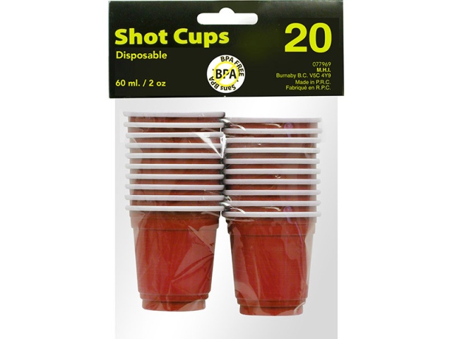 Shot Cup 2oz 59ml Red 20Pcs