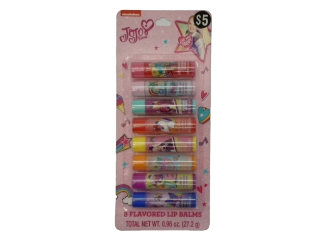 Flavored Lip Balm 8pk. Assorted 27.2g. Jojo Siwa - each sold individually
