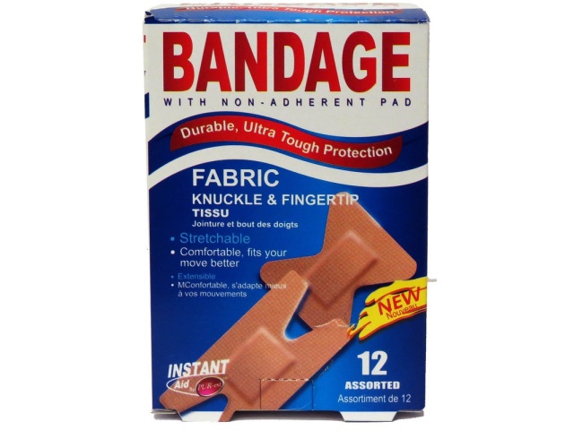 Bandage - fabric knuckle and fingertip Assorted 12 pc - instant aid