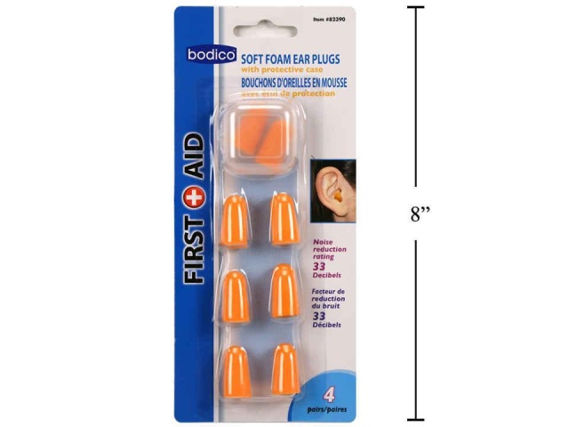 Ear plugs 4 pair with case first-aid bodico