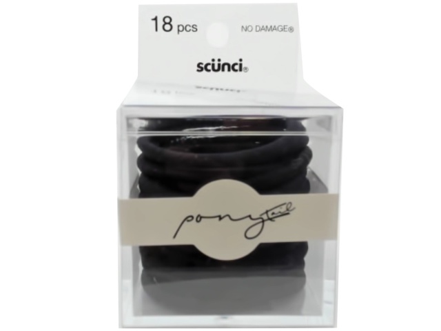 Hair Elastics 18pk. Black Scunci