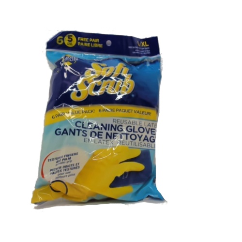 Latex Cleaning Gloves 6pk. Reusable Soft Scrub