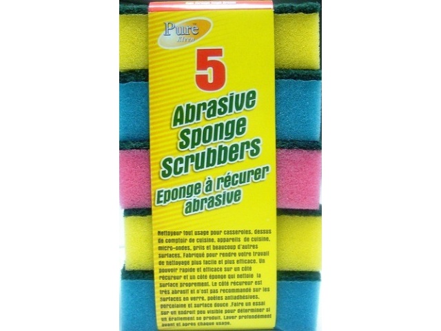 Sponge abrasive scrubbers 5 pack Assorted colours