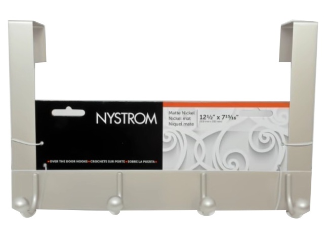 Over The Door 4 Hook Bar Mat Nickel 12.5 x 7-15/16\
