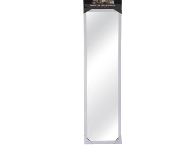 Over the door mirror with hooks, black  12 x 48 inch