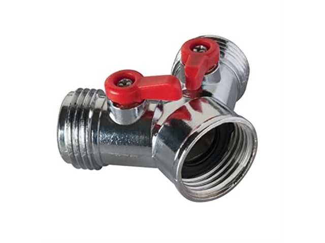 Zinc Tap to Hose Y Control Valve 2-Outlet with Shut-off levers