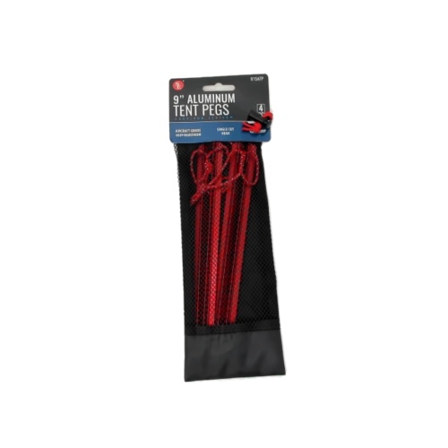 Tent Pegs 9 4pk. Aluminum w/Mesh Bag Aircraft Grade