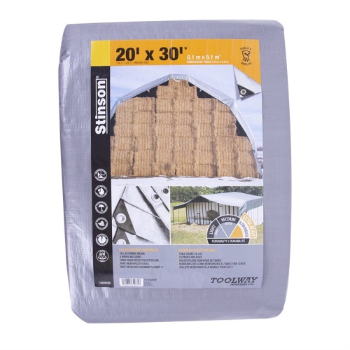 Tarp 20x30 footS HD Silver 180GSM 12 Mill 16x16 weave