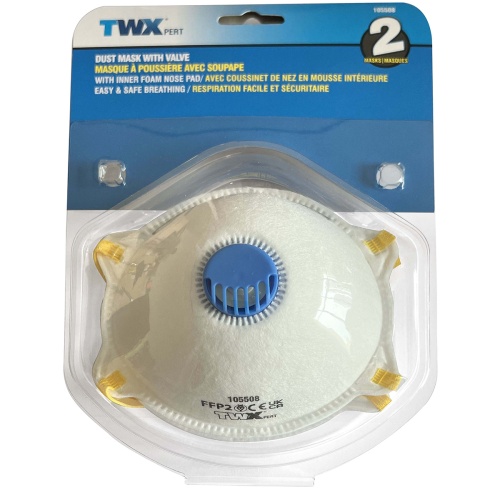 2 pcs Dust Mask w/Valve 3Ply