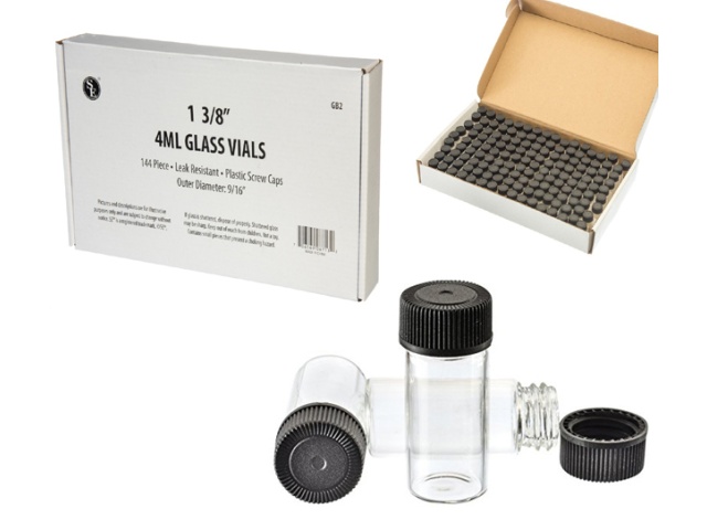 Glass Vial 1-3/8 w/Black Cap Or 12/$3.49\